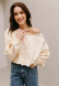 Milky color three-thread sweatshirt with voluminous sleeves